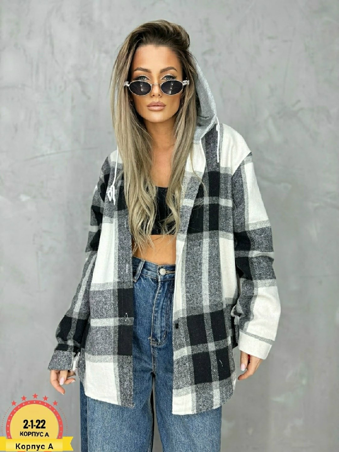 рубашка оверсайз теплая в клетку удлиненная amy store,рубашка оверсайз в клетку с капюшоном,рубашка теплая,удлиненная теплая рубашка оверсайз в клетку с капюшоном lady gina,рубашка женская