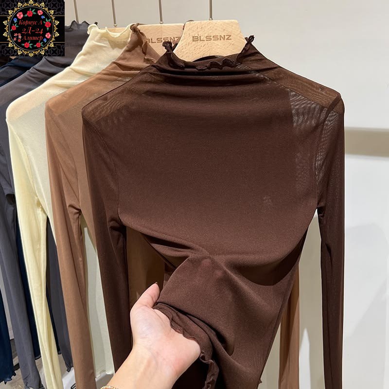 блузка с высоким воротником,женская блузка,женская водолазка,водолазка,блузка прозрачная