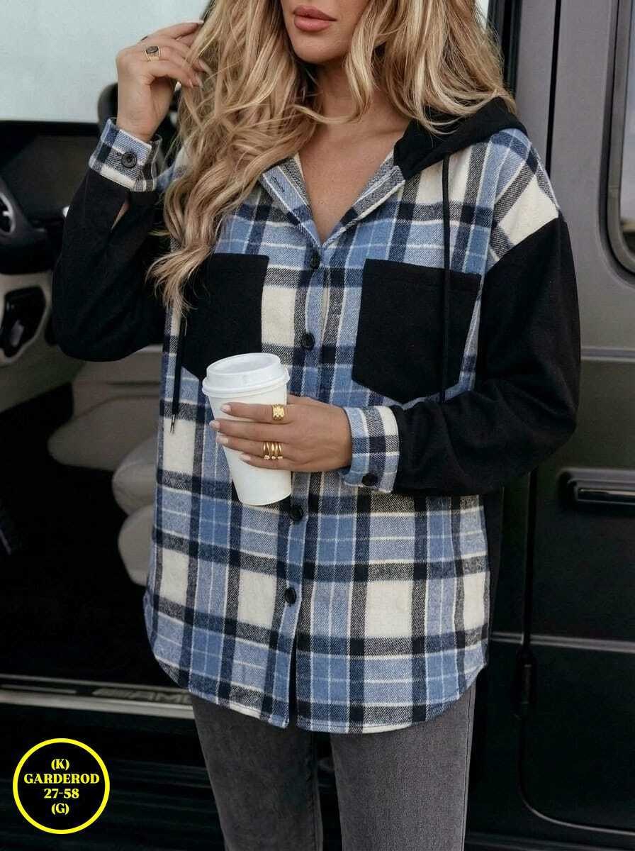 рубашка в клетку с капюшоном,рубашка женская,рубашка в клетку женская,рубашка оверсайз теплая в клетку удлиненная amy store,рубашка женская в клетку оверсайз