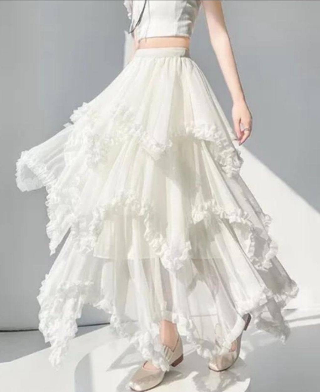 юбка с оборками,многослойная юбка,юбка из тюля,юбка с рюшами,юбка средней длины