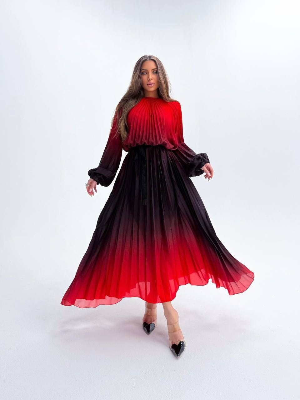 платье гофре,платье с градиентом,платье плиссе,женское плиссированное платье с градиентом deat,платье женское градиент