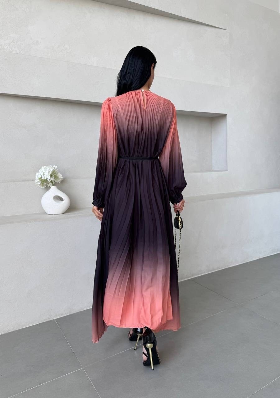 платье гофре,платье с градиентом,платье плиссе,женское плиссированное платье с градиентом deat,платье женское градиент