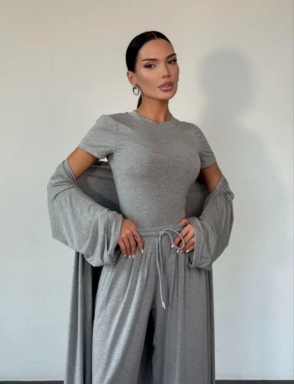 костюм тройка с абая топом и штанами angel mood,костюм тройка женский,костюм женский,комплект костюм,