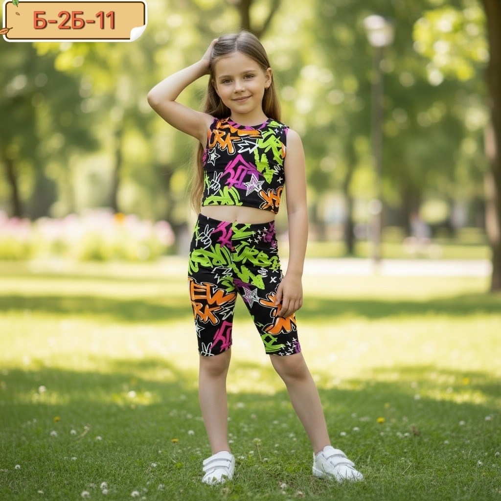 летний костюм из бамбука для девочки happyfox,костюм для девочки,одежда для девочек,костюм ярко,детский летний костюм для девочек