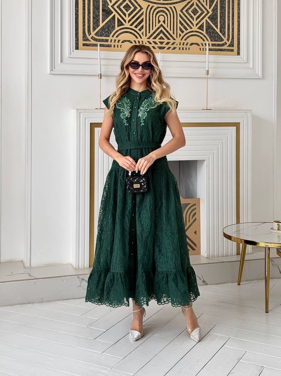 кружевное платье,кружевное платье-миди,стильное платье,зеленое платье,платье