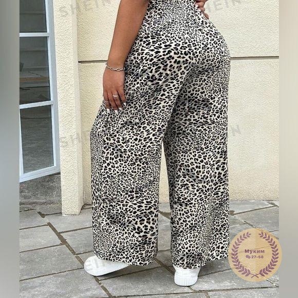 леопардовые штаны,брюки леопардовые,брюки chicever женские с леопардовым принтом,женские широкие брюки twotwinstyle с леопардовым принтом и высокой талией,брюки с леопардовым принтом