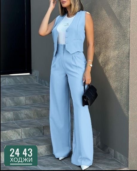 элегантный брючный костюм,брючный костюм,женский брючный костюм из двух предметов,женский брючный костюм с жилеткой,женский комплект из жилета и брюк