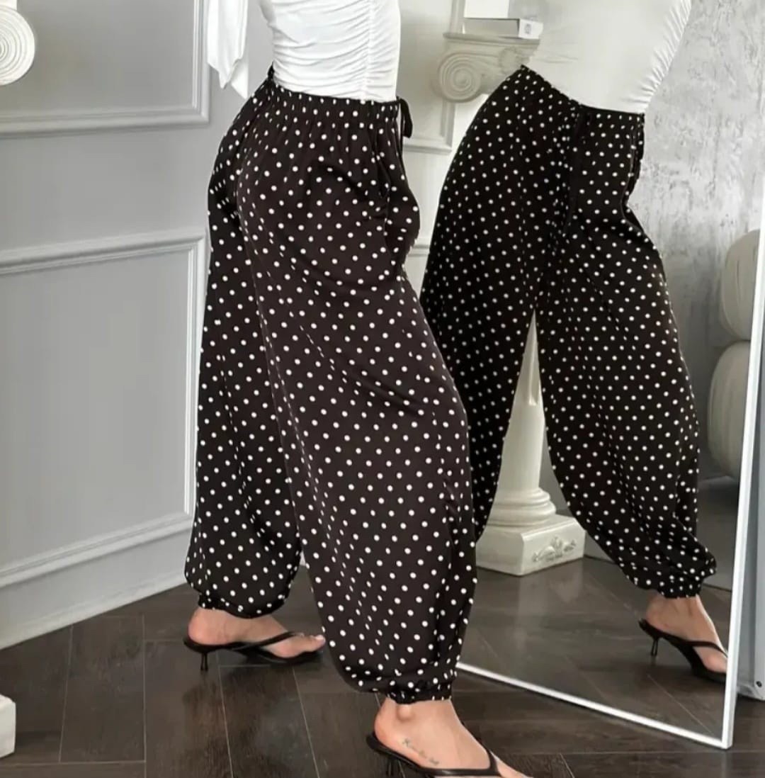 широкие штаны в горошек,шифоновые брюки в горошек с широкими штанинами легкие эластичные женские,брюки в горох,брюки палаццо,широкие брюки для женщин в горошек