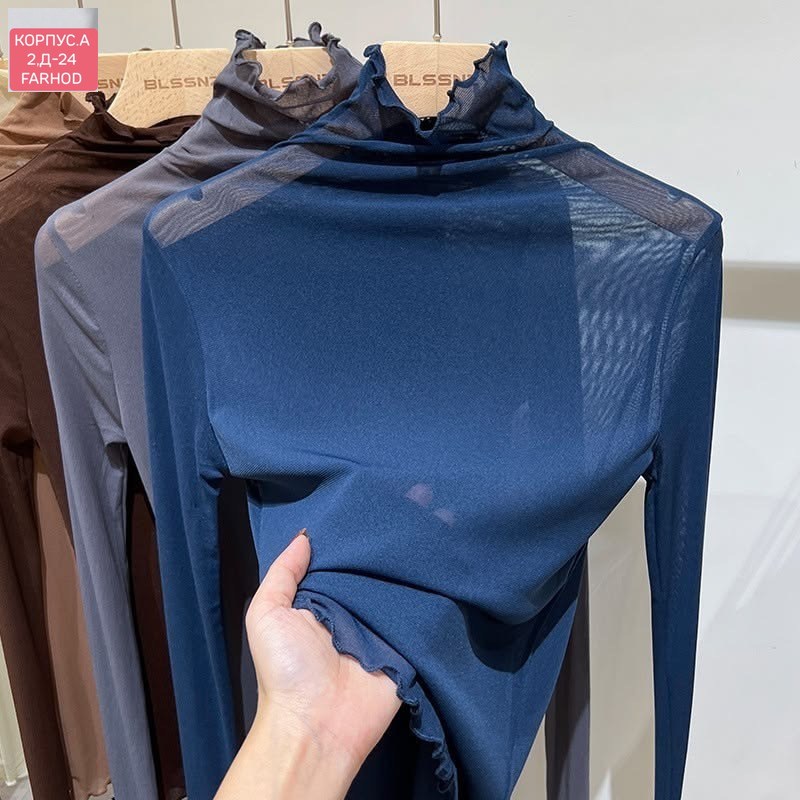 блузка с высоким воротником,женская блузка,водолазка однотонная,женская водолазка,блузка прозрачная