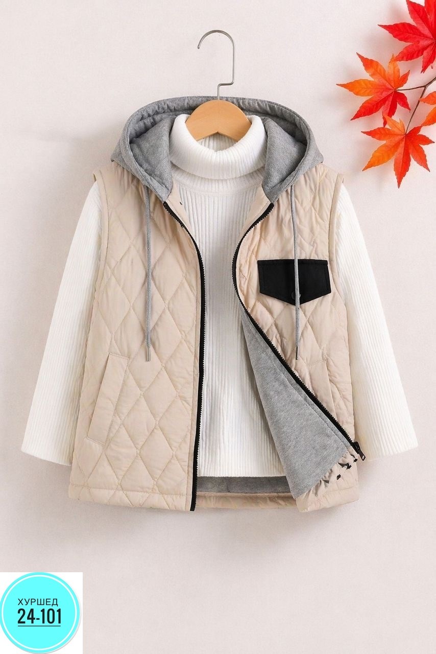 жилетка демисезонная,детский жилет,демисезонный жилет,жилет для девочек,жилет с капюшоном