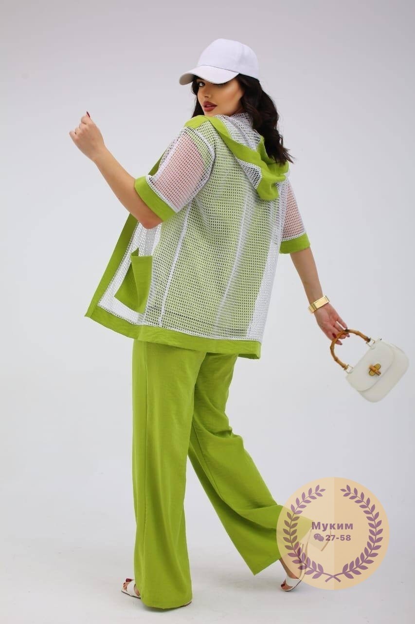 брючный костюм из прошвы,костюм женский,костюм с брюками,брючной костюм,летний брючный костюм