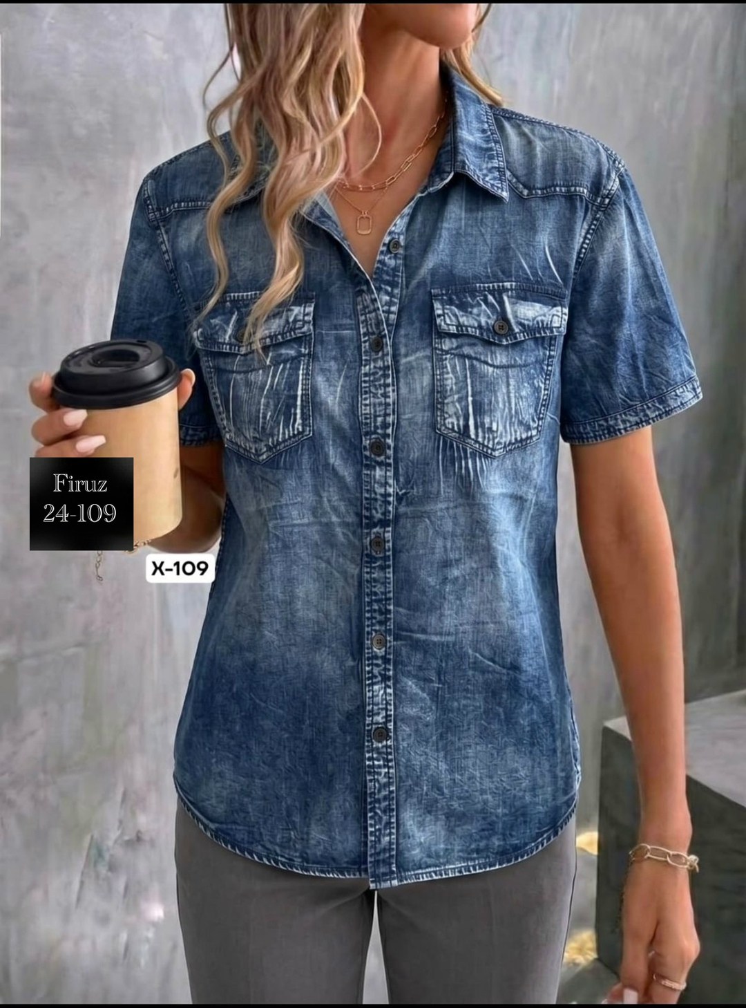 джинсовая женская рубашка,джинсовая блузка,джинсовая рубашка с коротким рукавом,повседневная рубашка,рубашка джинсовая