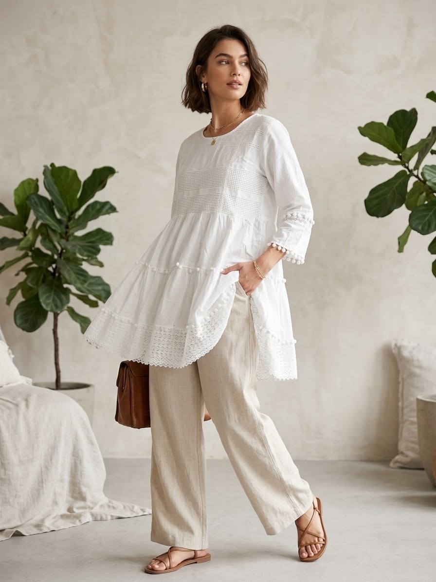 льняная туника,свободное платье,индийская платья,кружевная туника,туника из шитья