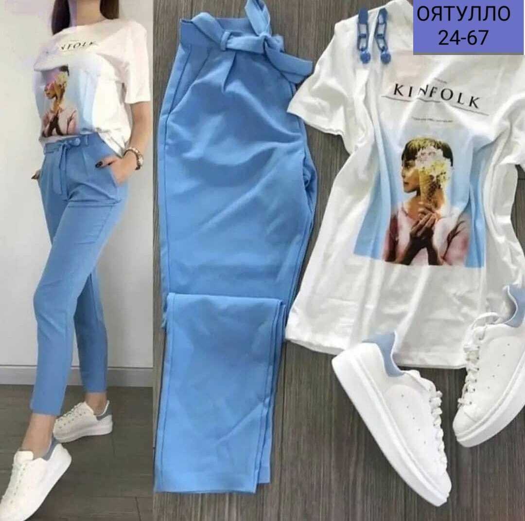 костюм двойка женская,женский костюм двойка футболка/штаны nobilitas голубой (l размер),костюм летний женский,костюм двойка,костюм двойка женский