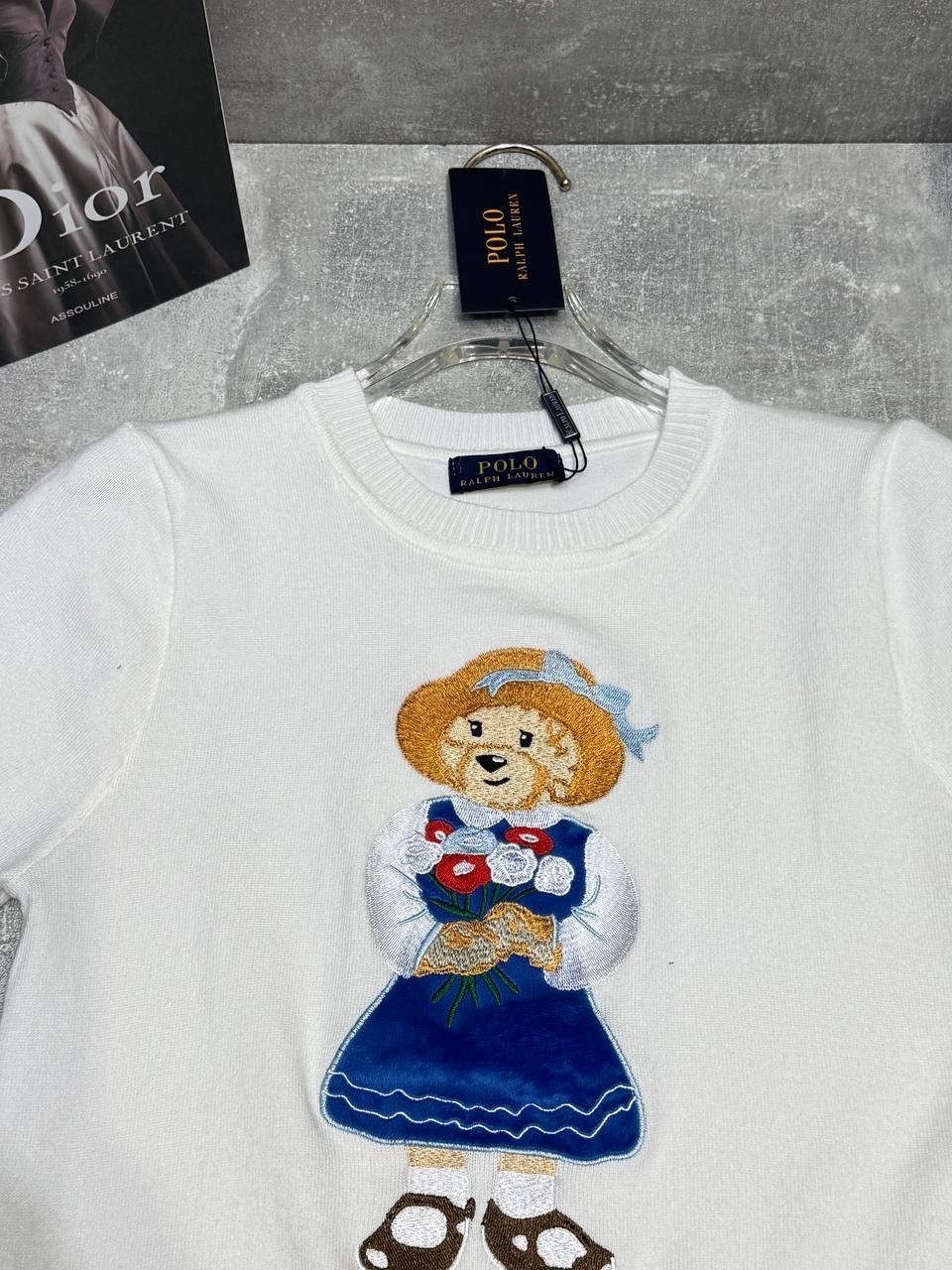 джемпер с аппликацией polo bear от ralph lauren collection,ральф лорен одежда с мишкой,свитер с мишкой,свитер с вышивкой,свитер с мишкой ральф лорен