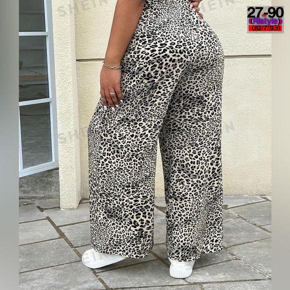 женские широкие брюки с леопардовым принтом,брюки прямого покроя с леопардовым принтом,брюки chicever женские с леопардовым принтом,брюки леопардовые