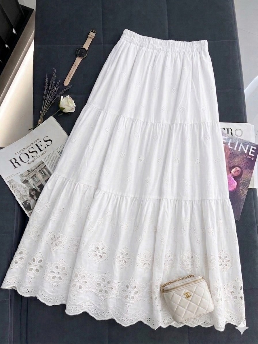 oceanlove вышитая кружевная длинная юбка,ажурная юбка,кружевная юбка,женская юбка с высокой талией, белая хлопковая юбка с вышивкой в винтажном стиле,юбка с кружевами