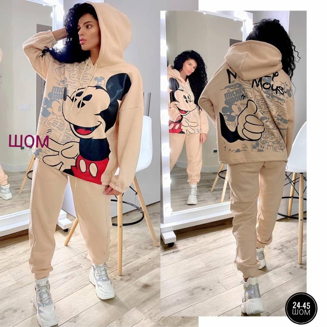 костюм с микки маусом,спортивный костюм с принтом микки маус,женский спортивный костюм на флисе микки,костюм теплый,костюм с микки маусом женский