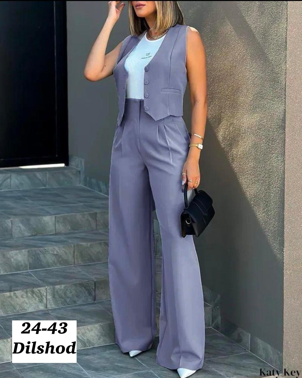 элегантный брючный костюм,костюм жилет,женские костюмы,женский брючный костюм из двух предметов,брючный костюм с жилетом
