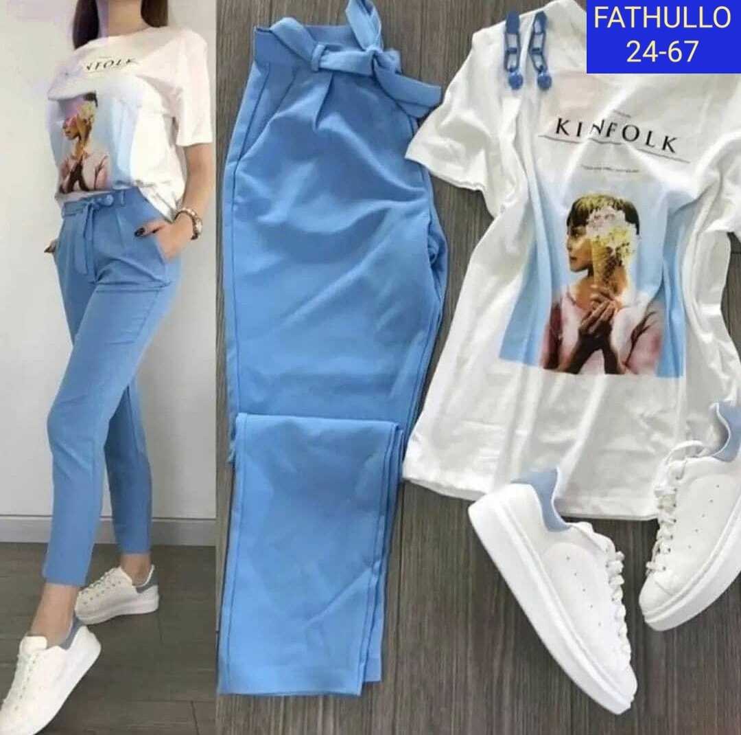 костюм двойка женская,женский костюм двойка футболка/штаны nobilitas голубой (l размер),костюм летний женский,костюм двойка женский ,костюм двойка