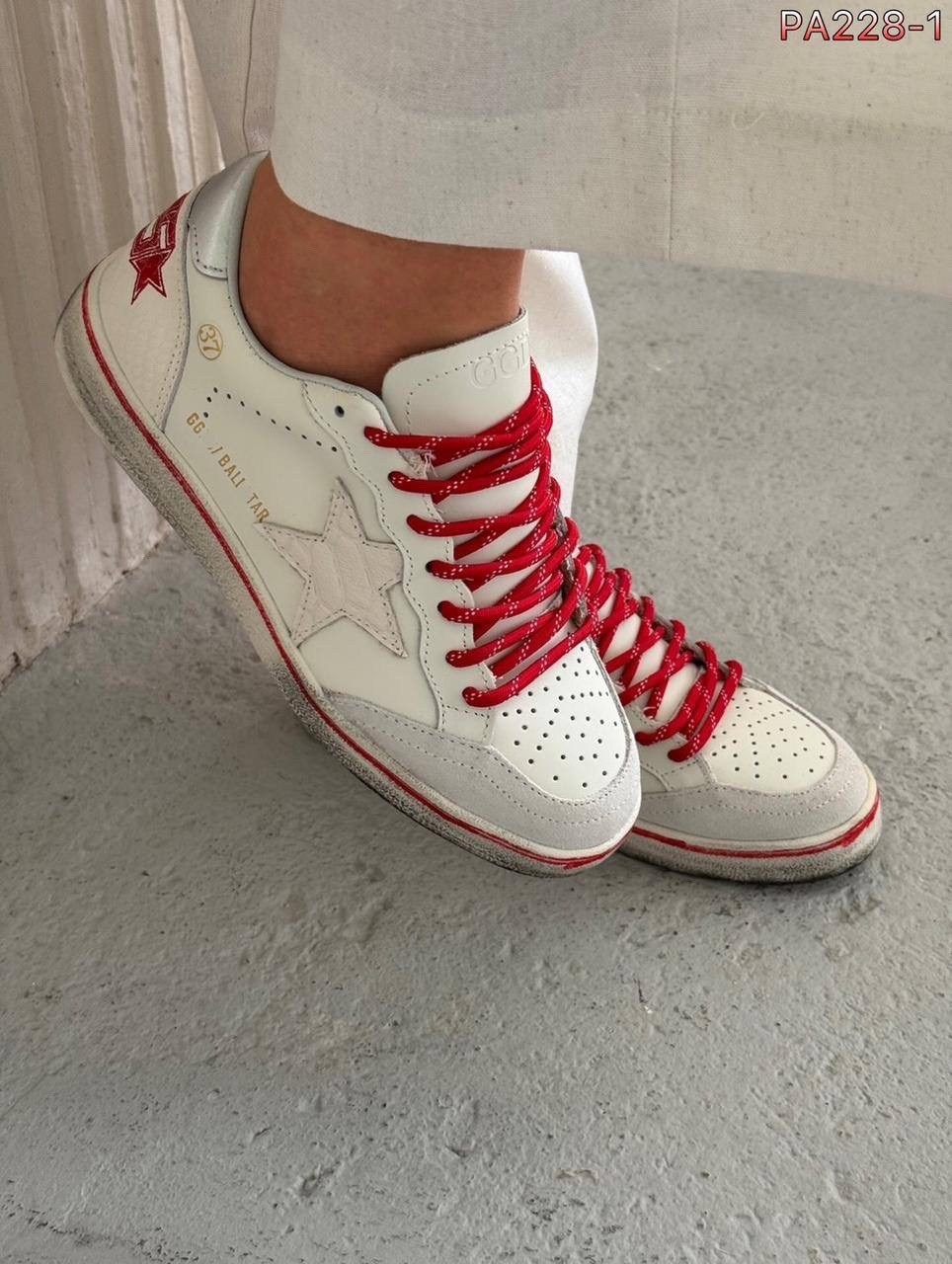 ,кроссовки golden goose ball-star low белый красный,кроссовки golden goose,кеды golden goose "ball star" красные,женские кроссовки