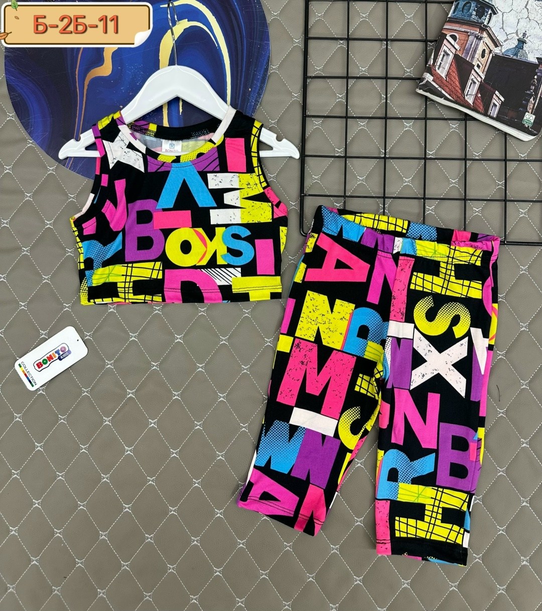 летний костюм из бамбука для девочки happyfox,костюм для девочек happyfox мультицвет,костюм для девочки,костюм детский летний с бриджами happyfox,детский летний костюм для девочек