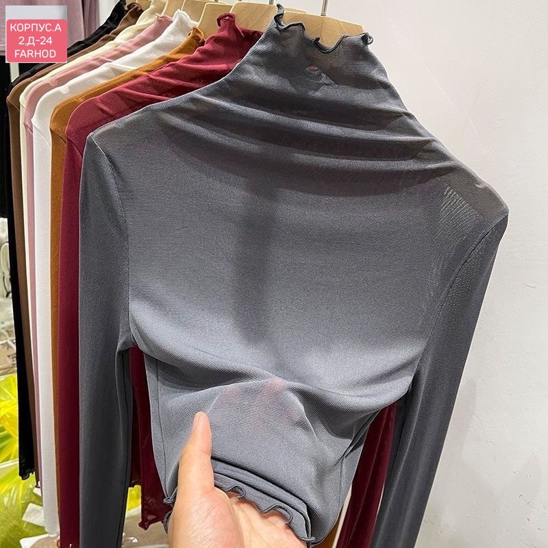 блузка с высоким воротником,женская блузка,водолазка однотонная,женская водолазка,блузка прозрачная