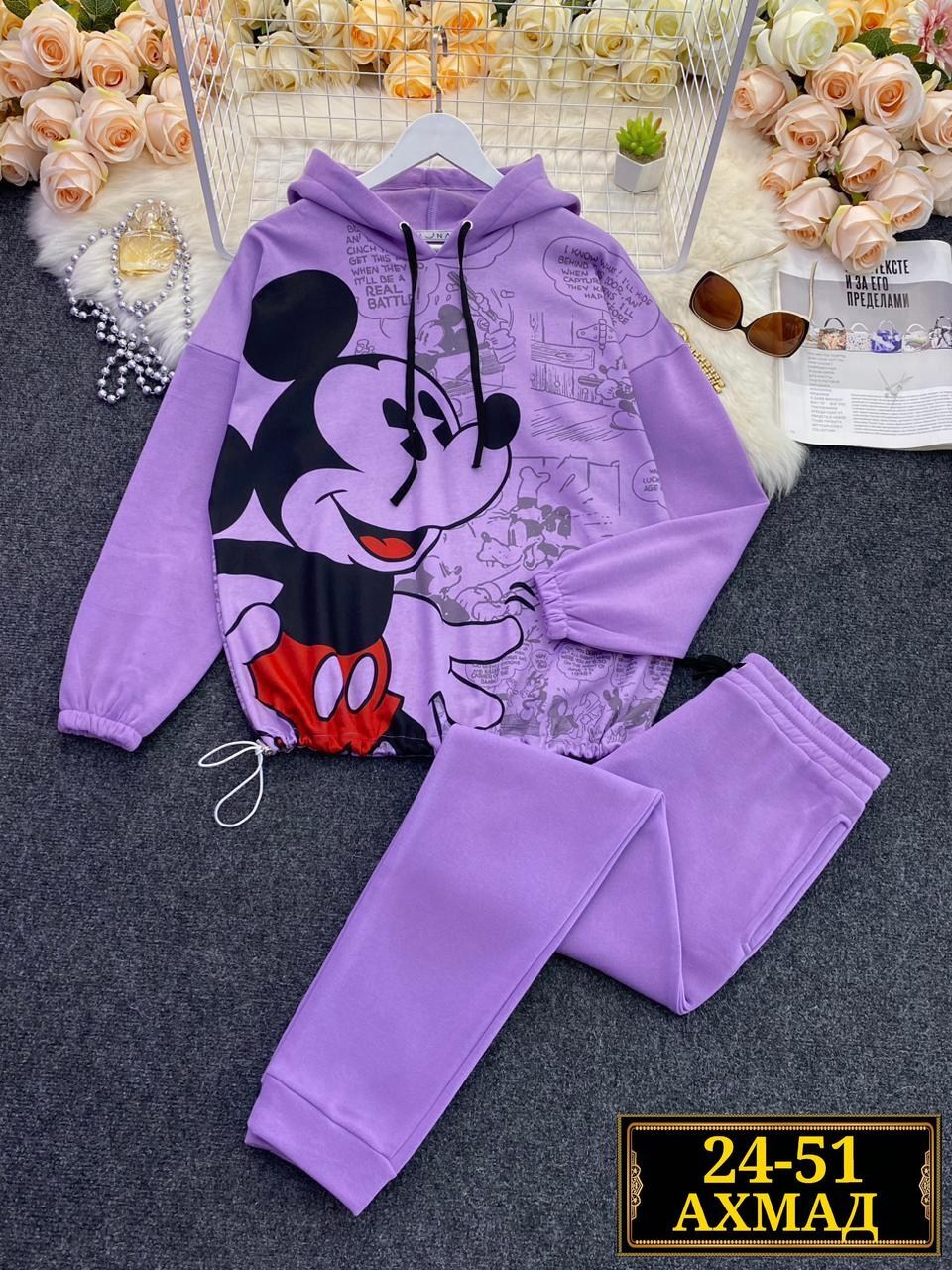 костюм с микки маусом,костюм теплый,спортивный костюм с принтом микки маус,женский спортивный костюм на флисе микки,костюм с микки маусом женский