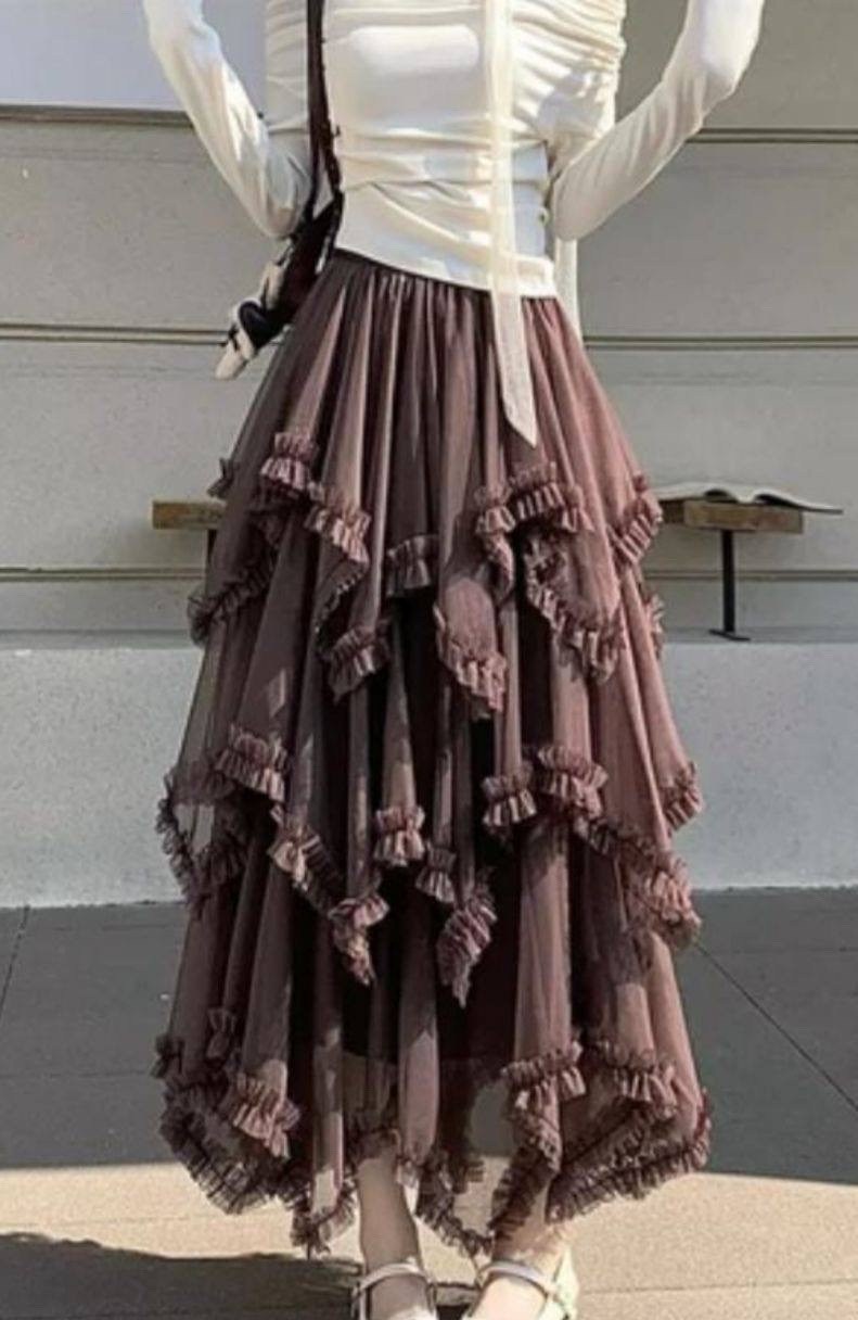 юбка с оборками,многослойная юбка,юбка из тюля,юбка с рюшами,юбка средней длины