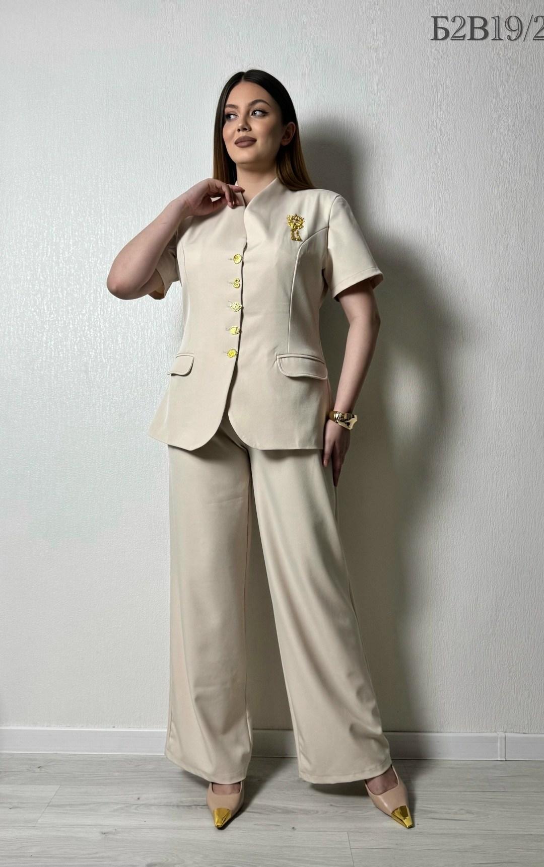 костюм брючный beautiful free 6312 бежевый,брючный костюм beautiful&free 6312 бежевый двойка,женский брючный костюм,брючный костюм liona style 857 бежевый,костюм брючный лиона-стиль 857 бежевый
