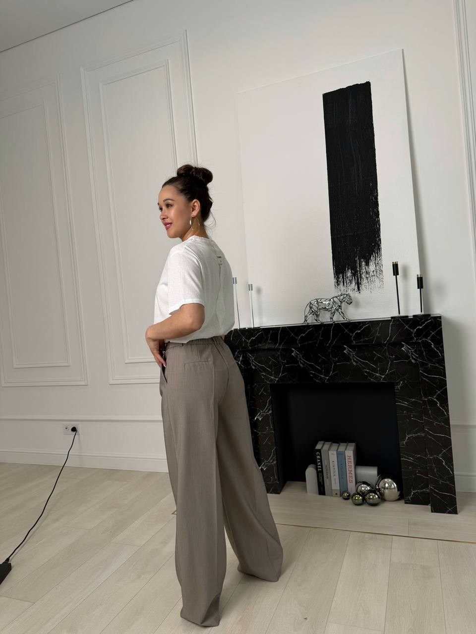 женские брюки палаццо,брюки палаццо skorlupa размер 46/48 серый,брюки палаццо,модные брюки,брюки прямые широкие