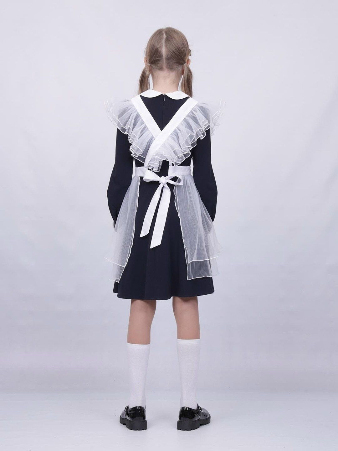 школьное платье ностальжи шф-1596,белый фартук школьный,девочка в школьной форме с фартуком,фартук школьный для девочек,фартук для школьный