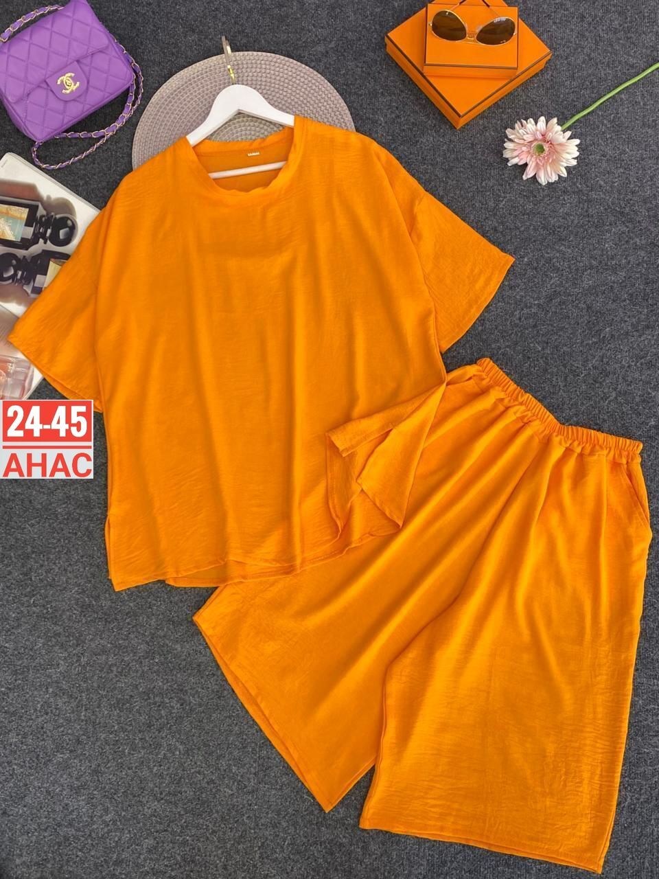 женский костюм двойка,летний женский костюм,оранжевый костюм с шортами женский,костюм двойка,костюм оранжевый