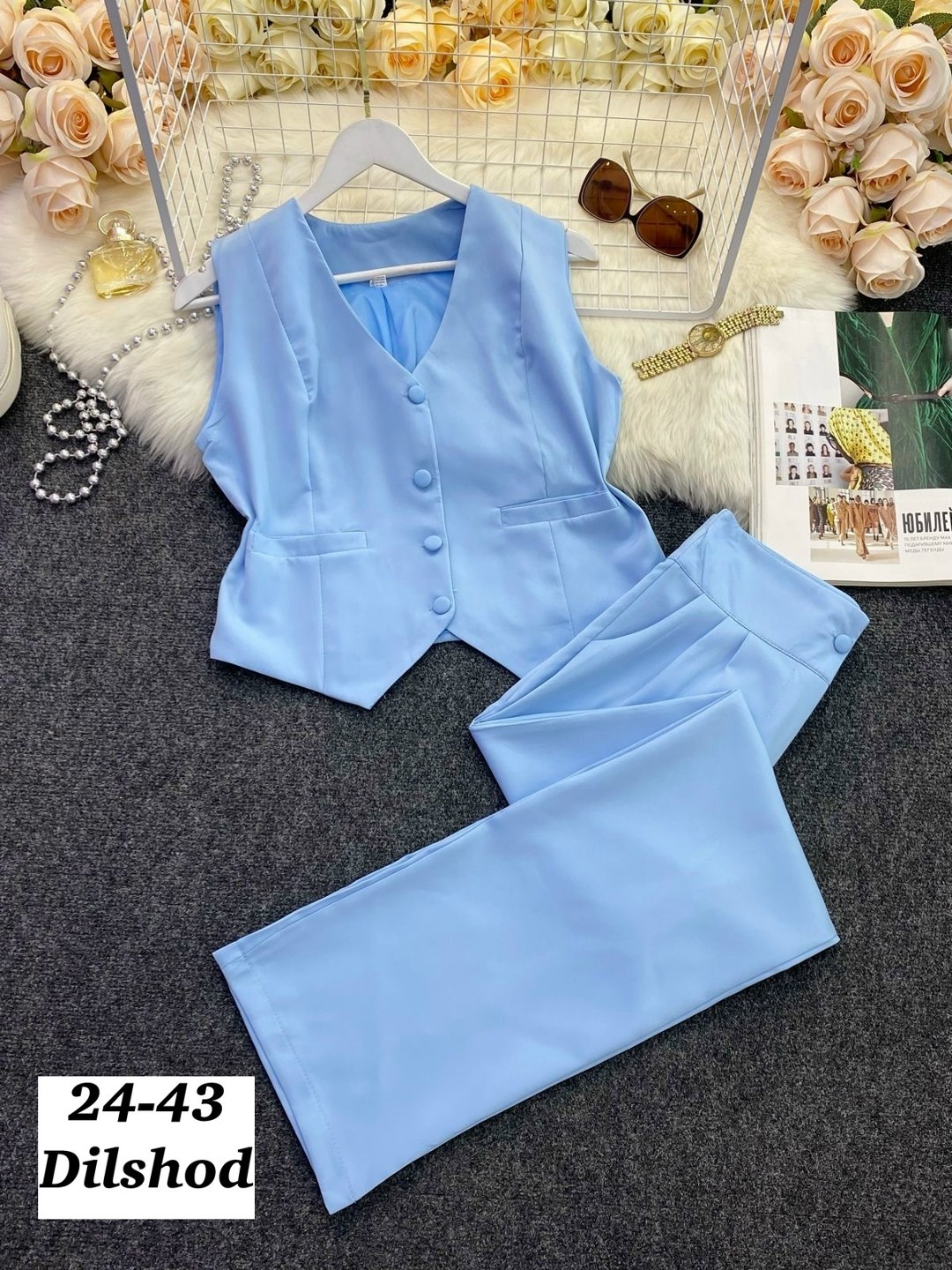 элегантный брючный костюм,костюм жилет,женские костюмы,женский брючный костюм из двух предметов,брючный костюм с жилетом