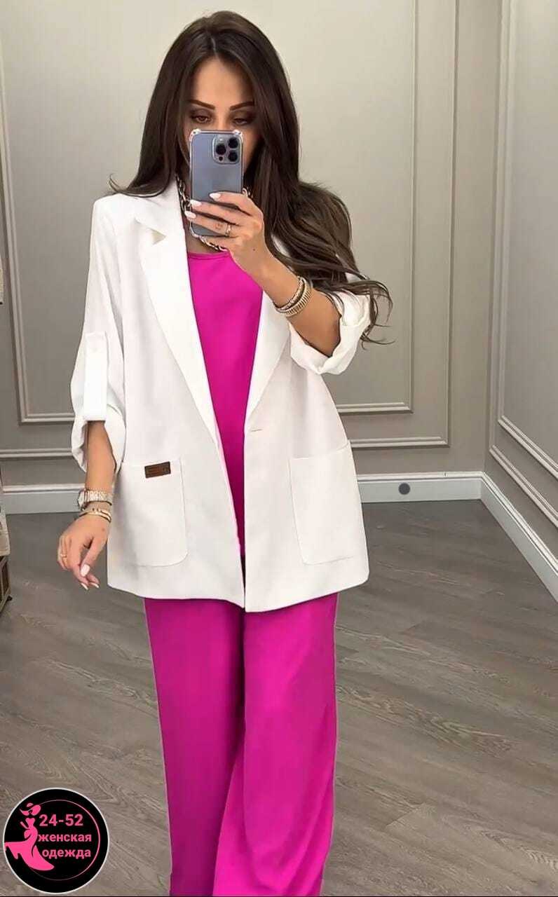 женский брючный костюм двойка,костюм двойка женская,костюм с брюками нарядный,брючный костюм anelli 1398 фуксия,костюм с брюками