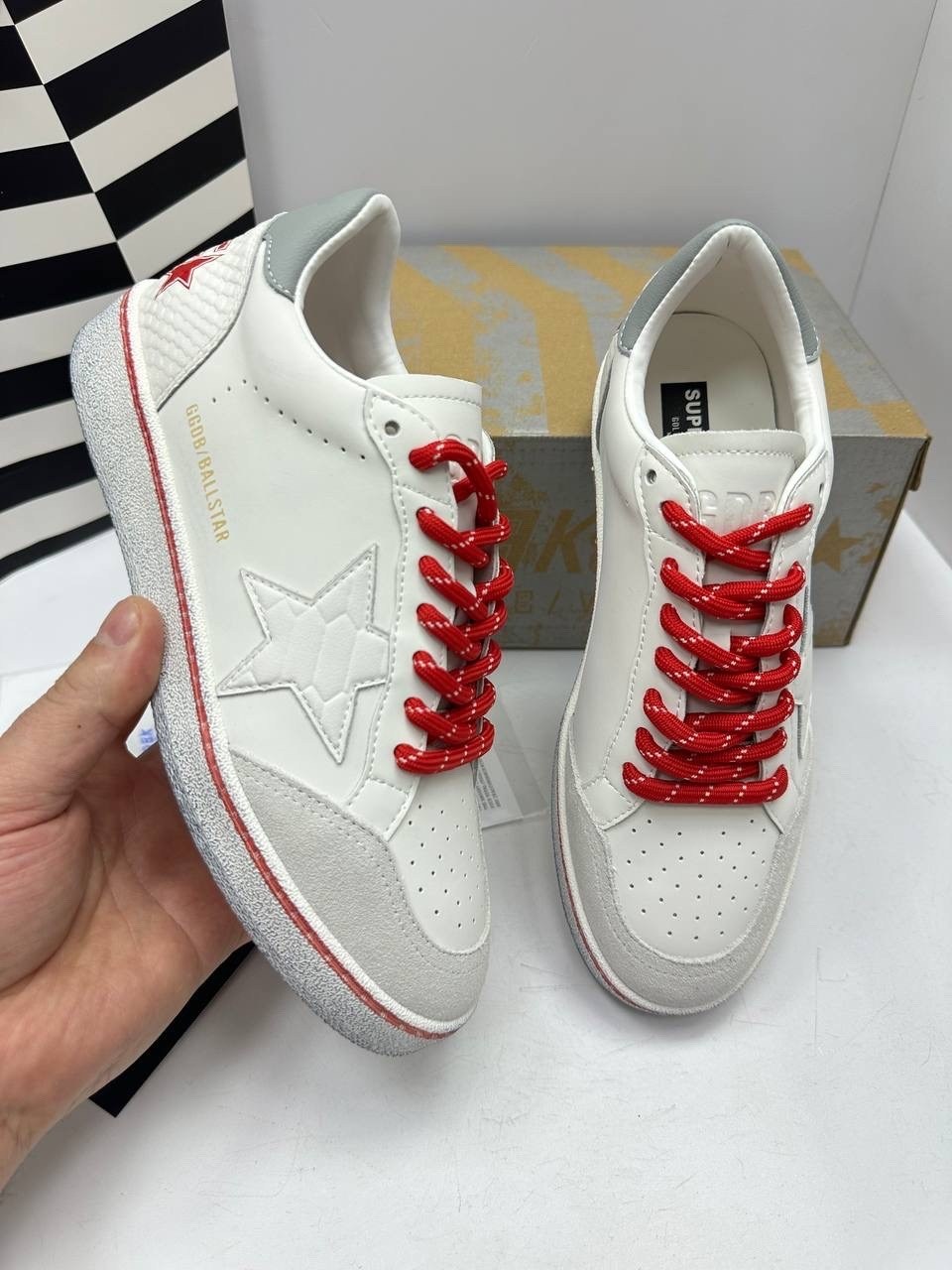 ,кроссовки golden goose ball-star low белый красный,кроссовки golden goose,кеды golden goose "ball star" красные,женские кроссовки
