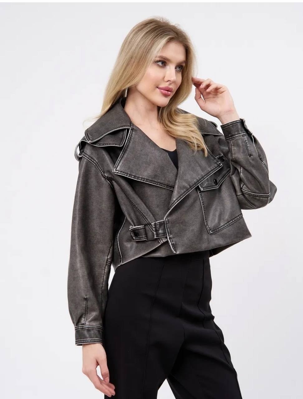 косуха винтажная куртка кожаная oversize серая mony,кожаная куртка косуха,кожаная косуха женская оверсайз,косуха кожаная куртка весенняя укороченная fashionboom,косуха кожаная женская куртка оверсайз