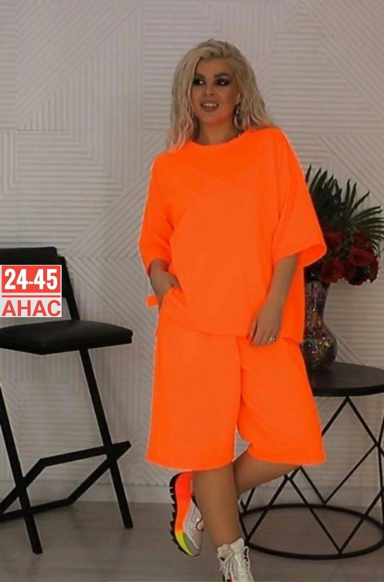 женский костюм двойка,летний женский костюм,оранжевый костюм с шортами женский,костюм двойка,костюм оранжевый