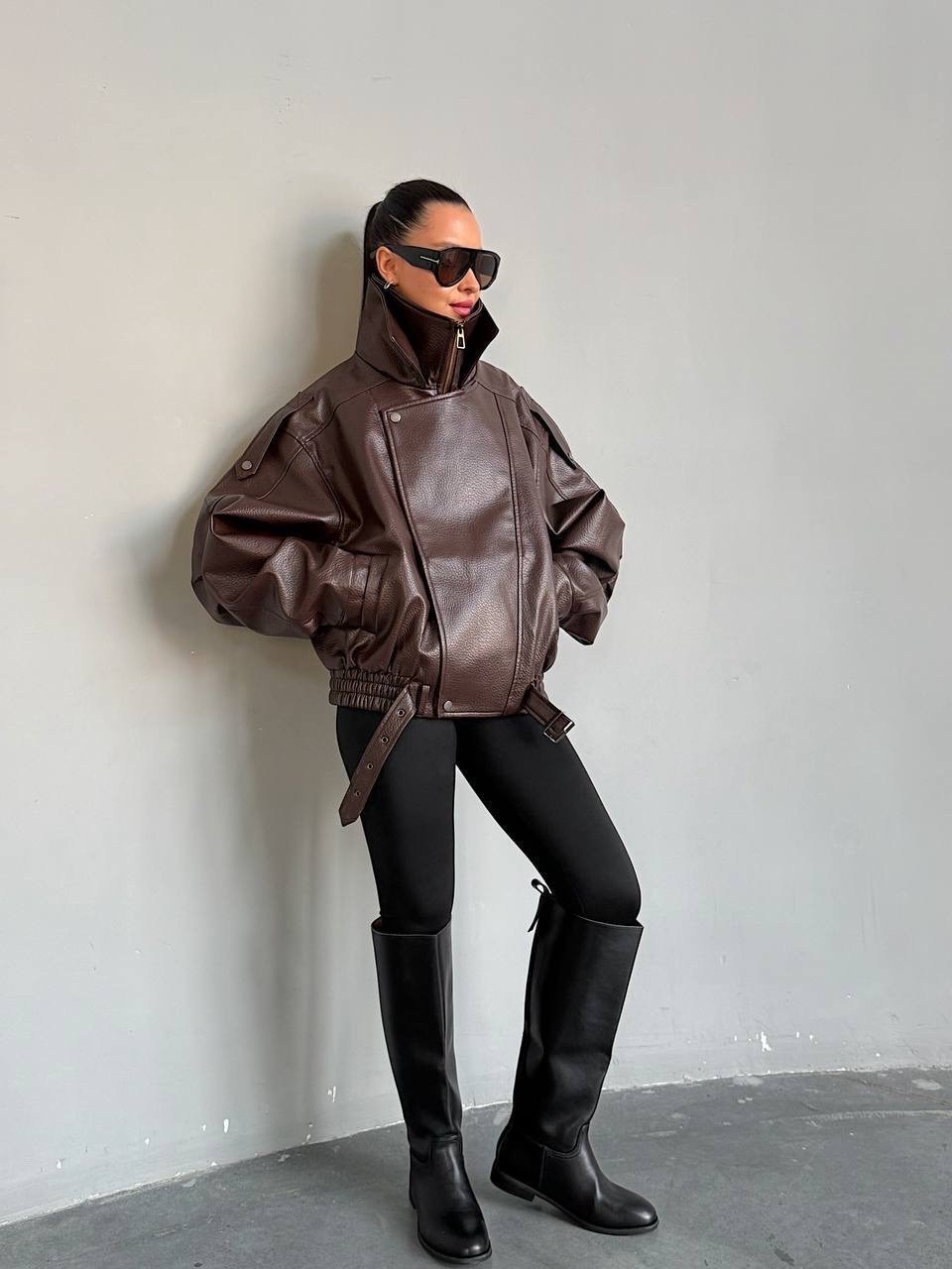 куртка-косуха из искусственной кожи оверсайз zarina,кожаная куртка,бомбер удлиненный оверсайз кожаная куртка-косуха saint shine,куртка-косуха из искусственной кожи оверсайз,бомбер удлиненный оверсайз