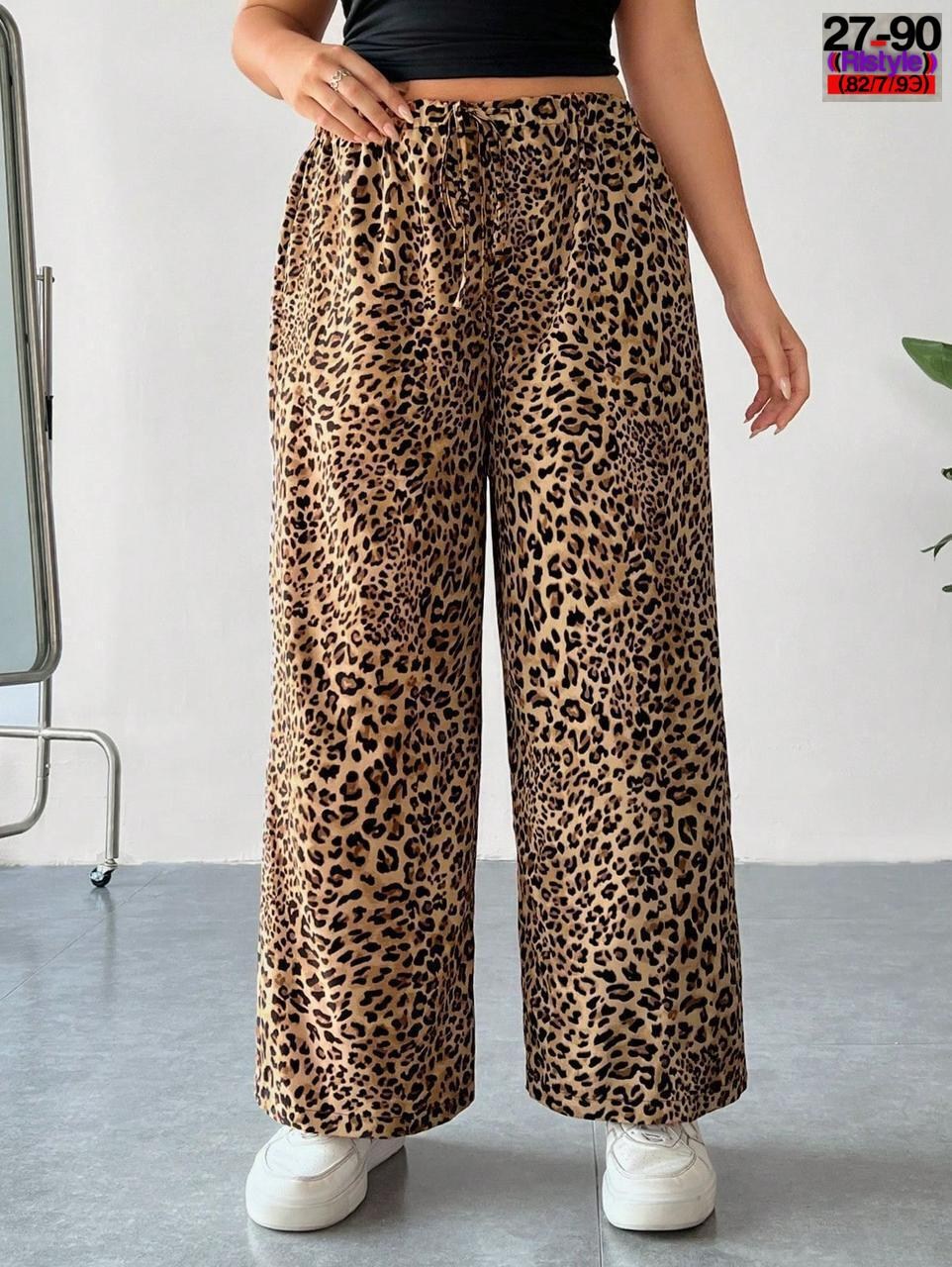 брюки chicever женские с леопардовым принтом,женские широкие брюки с леопардовым принтом,женские широкие брюки twotwinstyle с леопардовым принтом и высокой талией,брюки прямого покроя с леопардовым пр