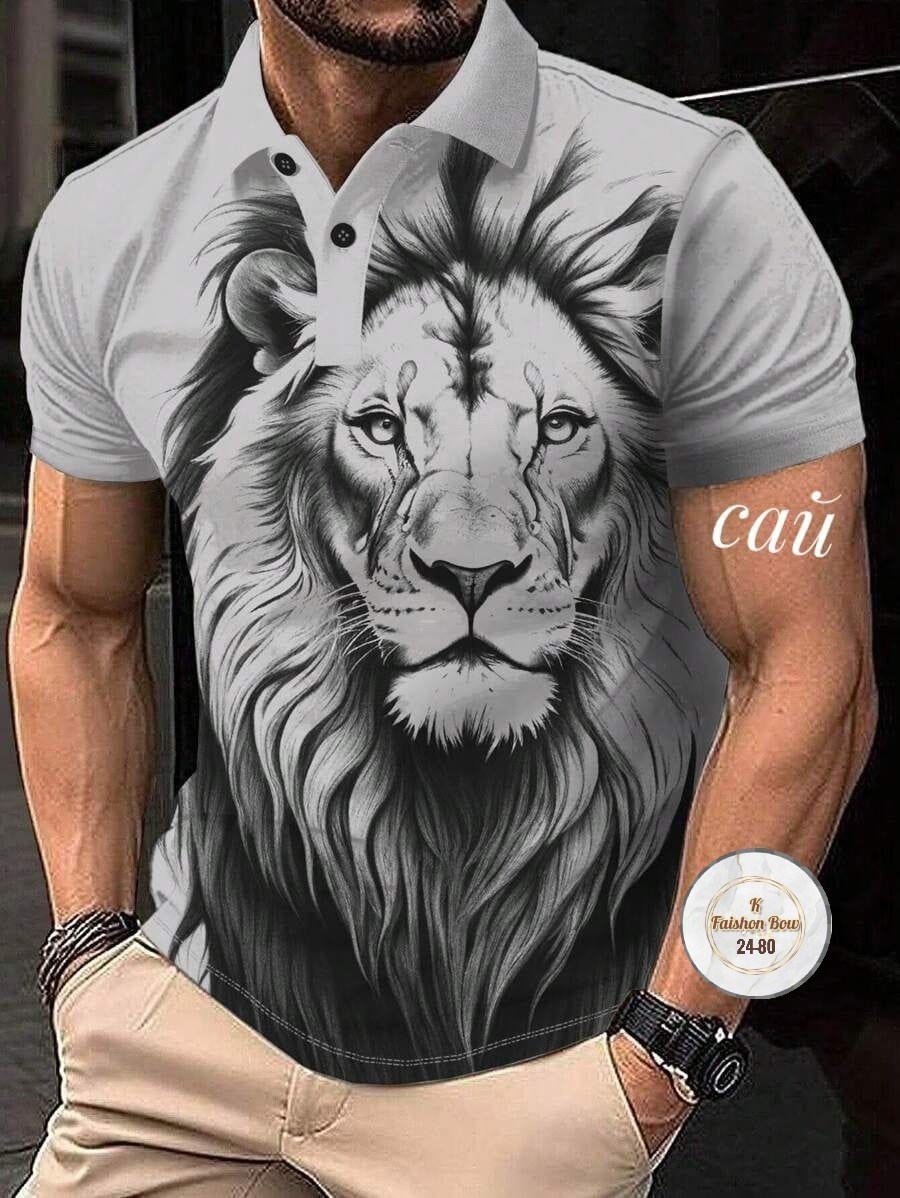 футболка поло мужская,футболка для мужчин хб,футболки мужские,мужская футболка с принтом льва,мужская мода