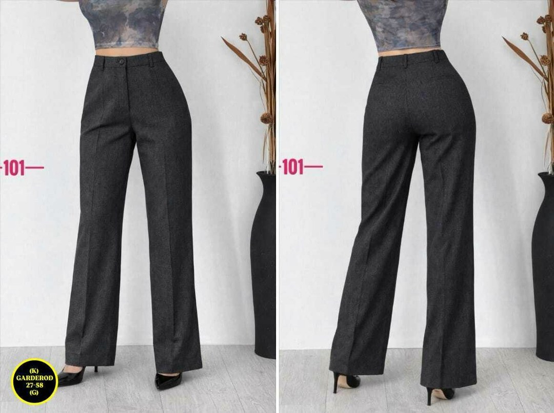 брюки прямые,классические брюки,модные брюки,брюки палаццо kiazo размер 42 серый,широкие брюки