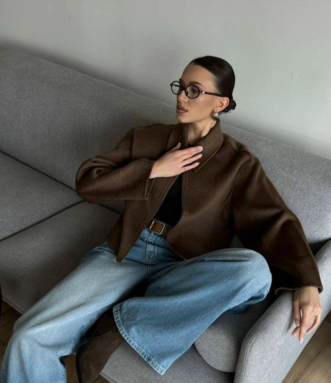 короткое пальто,повседневная куртка,модная куртка,короткая куртка,модная коричневая короткая шерстяная куртка для женщин