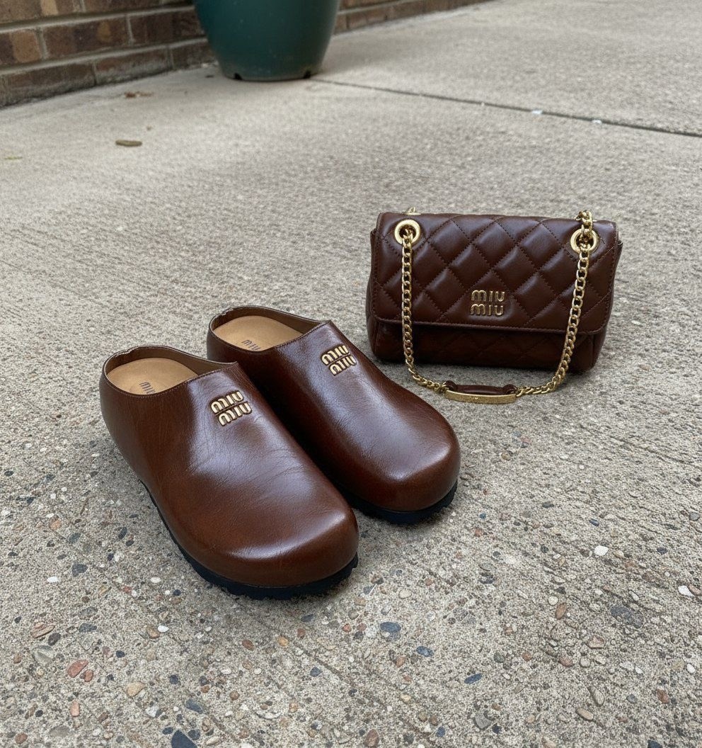 ,обуви,коричневые кожаные мюли miu miu, женская,мюли женские