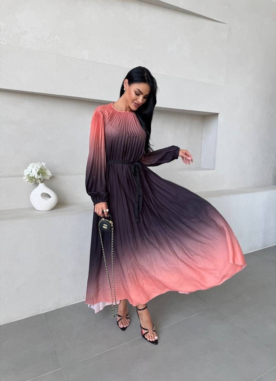 платье гофре,платье с градиентом,платье плиссе,женское плиссированное платье с градиентом deat,платье женское градиент