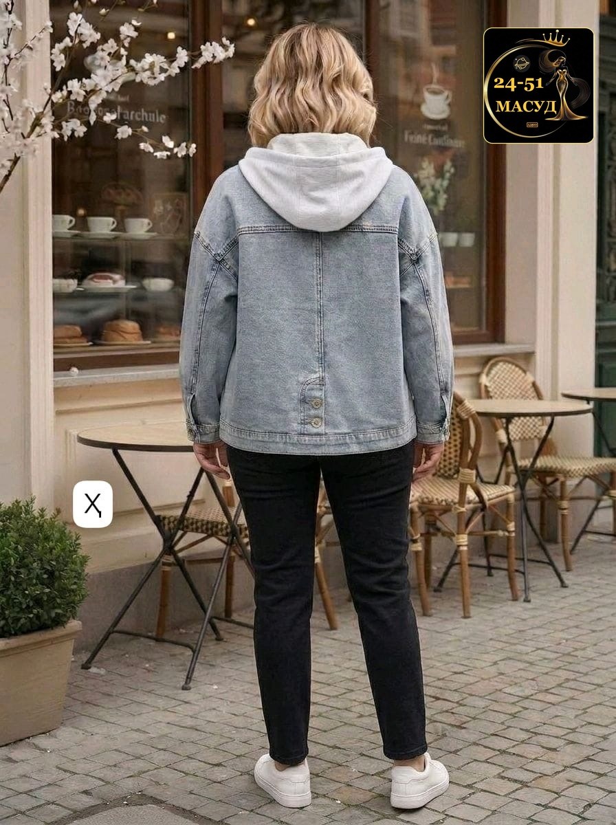 джинсовая женская куртка,джинсовая куртка,джинсовая куртка sela oversize,джинсовая куртка больших размеров,джинсовая куртка с капюшоном больших размеров