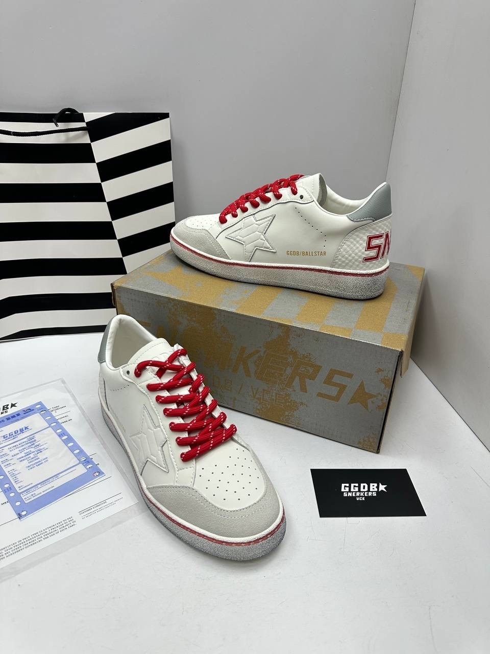 ,кроссовки golden goose ball-star low белый красный,кроссовки golden goose,кеды golden goose "ball star" красные,женские кроссовки