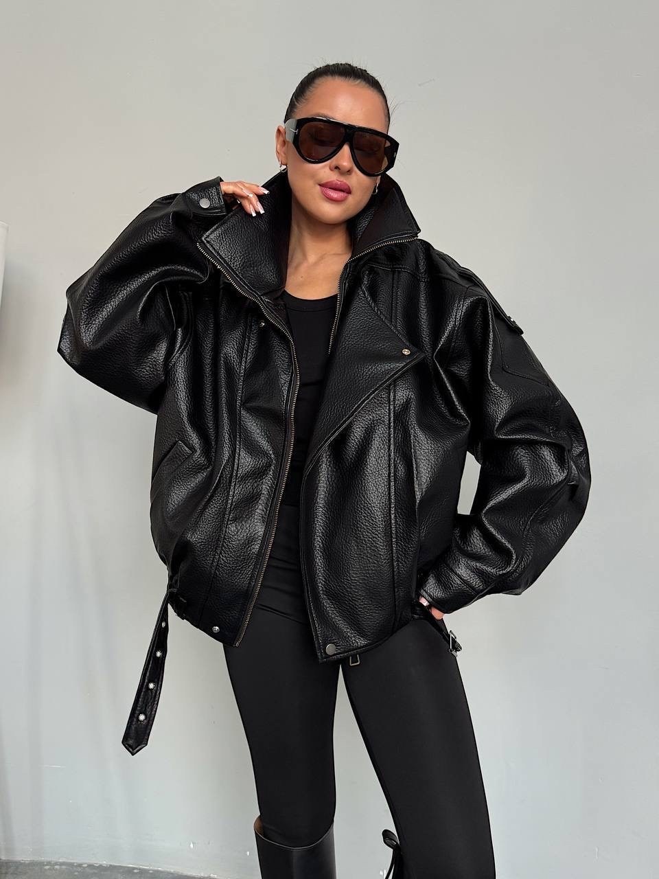 куртка-косуха из искусственной кожи оверсайз zarina,кожаная куртка,бомбер удлиненный оверсайз кожаная куртка-косуха saint shine,куртка-косуха из искусственной кожи оверсайз,бомбер удлиненный оверсайз