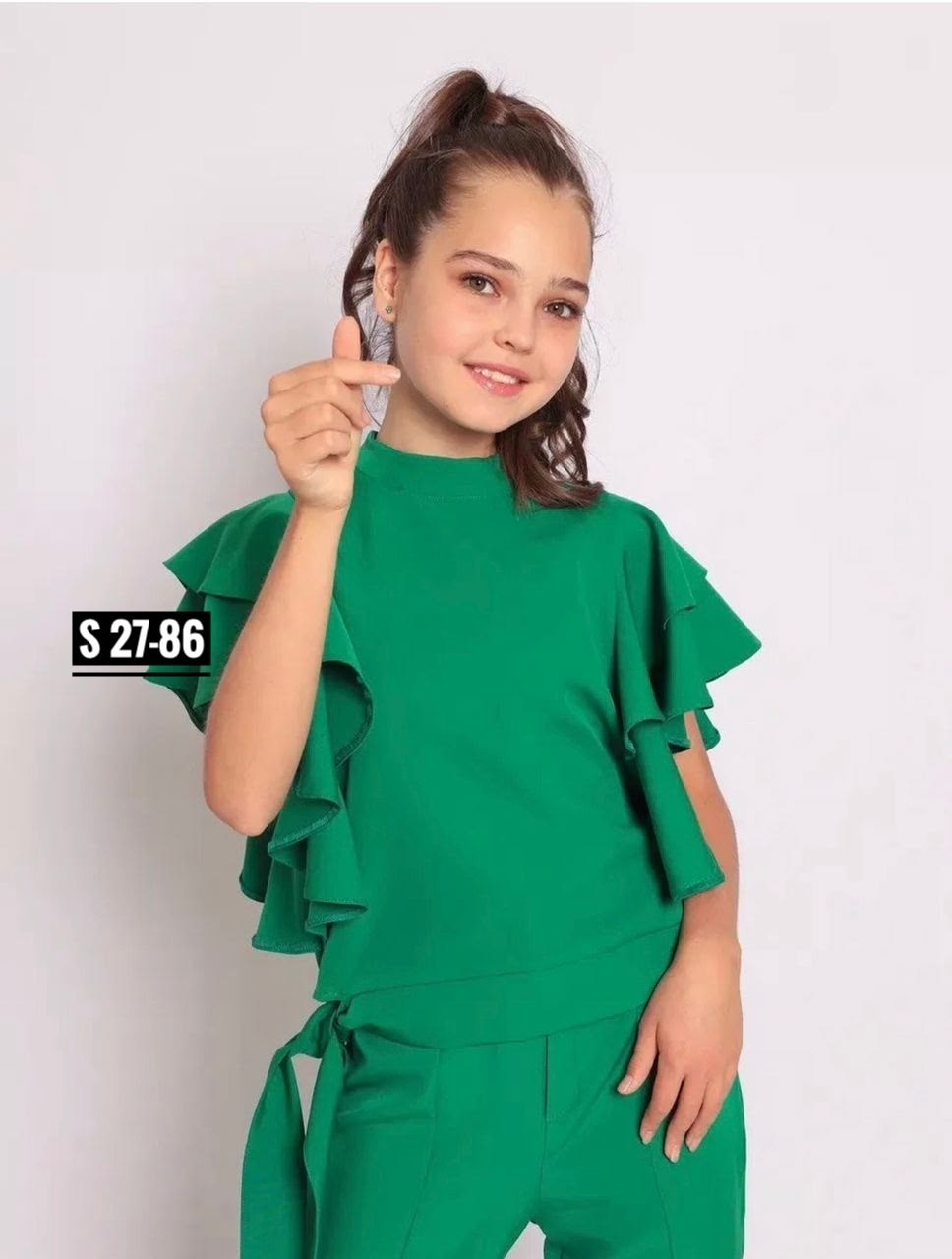 костюм брючный нарядный с воланами для подростка lemada brand,костюм брючный,костюм с брюками,костюм брючный для девочек,костюм брючный для девочки 128-134