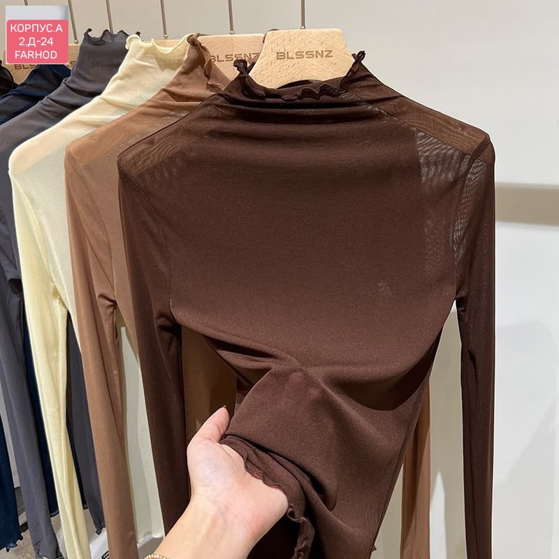 блузка с высоким воротником,женская блузка,водолазка однотонная,женская водолазка,блузка прозрачная